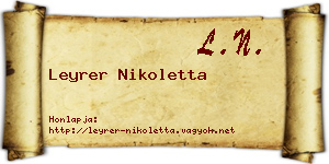 Leyrer Nikoletta névjegykártya